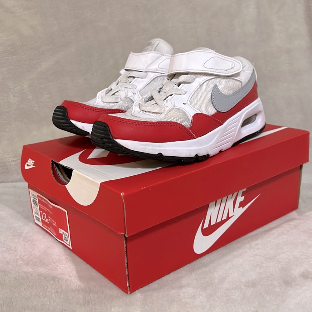 Nike Boys Air Max University Red, Gray + White | Size 13c